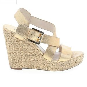 Michael Kors gold wedge sandals